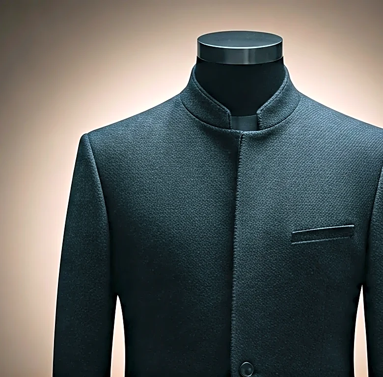 Why the Understated Drama of Collarless Jackets at Milan Men’s Fashion Week Matters