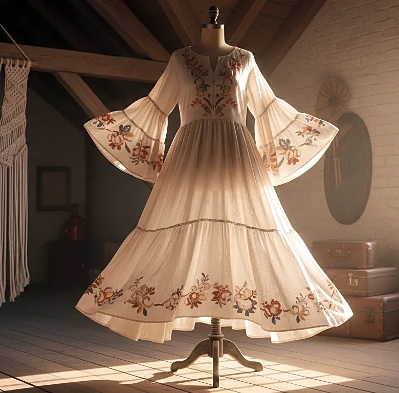Why 1970s bohemian fashion's Most Famous Silhouette Borrowed From an Earlier Era