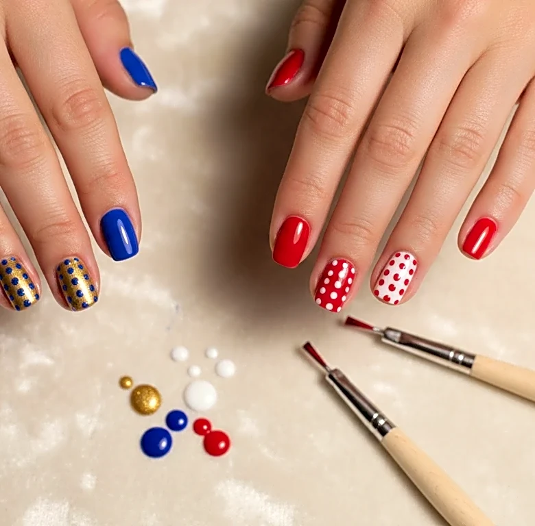 Make a Simple Team-Color Nail Design With Dotting Tools You Already Own