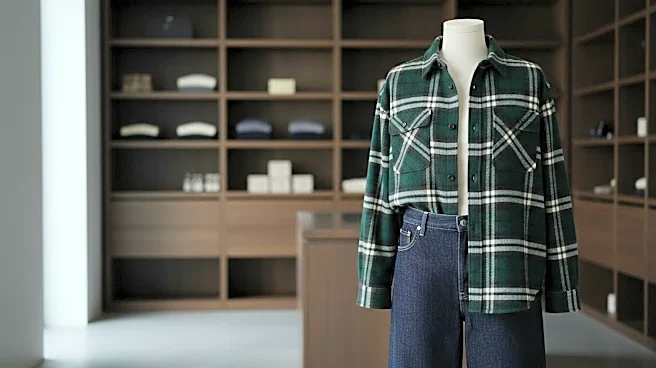 How to Style Navy Wide-Leg Jeans and a Plaid Overshirt for Coffee Runs
