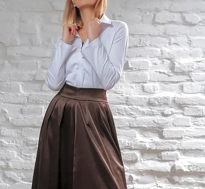 How to Style a Chocolate Satin Midi Skirt and a Thermal Top
