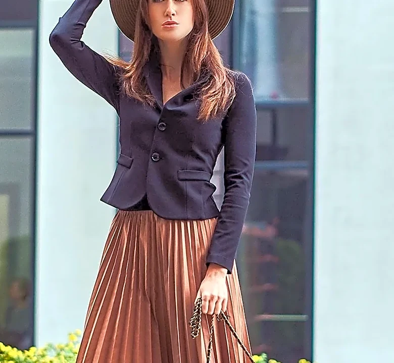 How to Style a Chocolate Satin Midi Skirt and a Leather Bomber