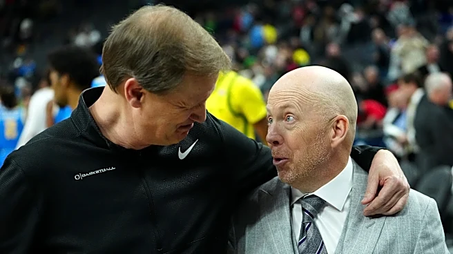 Mick Cronin congratulates Oregon's Dana Altman on his retirement