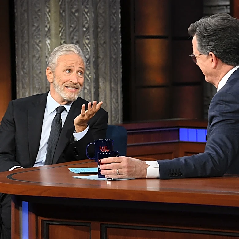 Jon Stewart skewers CBS in Stephen Colbert reunion on 'The Late Show'