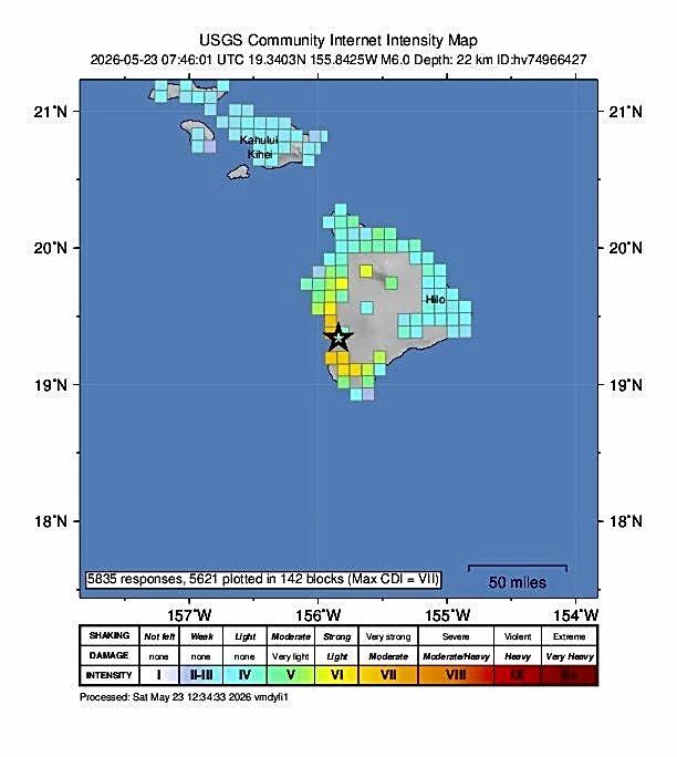 Magnitude 6.0 earthquake rattles Hawaii's Big Island, damaging homes