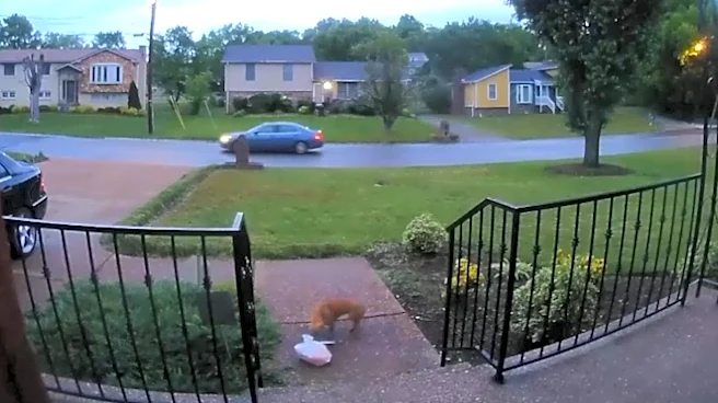 Watch dog brazenly steal Uber Eats order from home's front porch