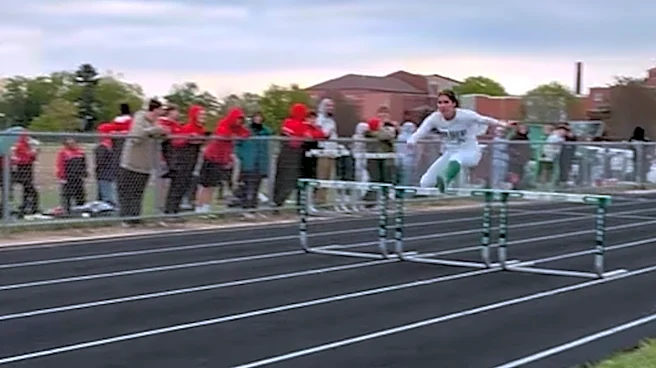 Home run hitter sprints to hurdles win still in softball uniform