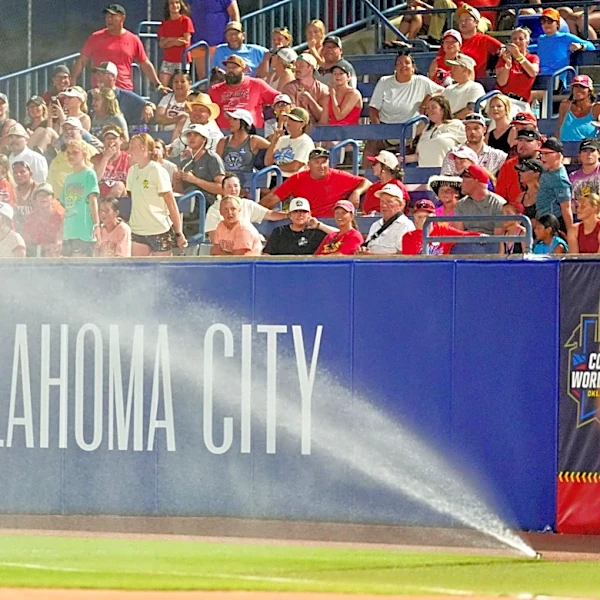 Sprinklers interrupt UCLA vs Texas Tech WCWS game as stadium plays 'Umbrella'