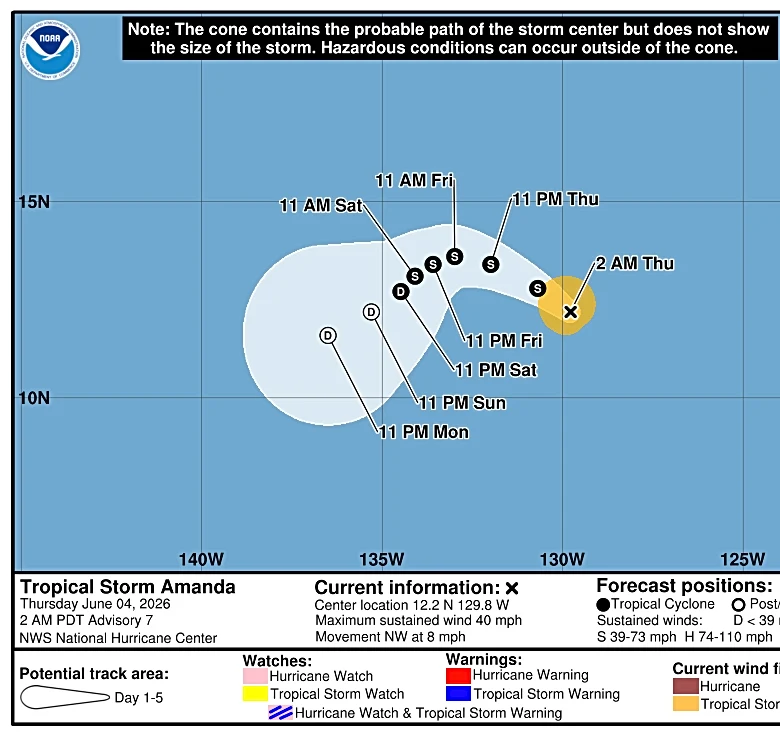 Where is Tropical Storm Amanda? See path tracker, spaghetti models
