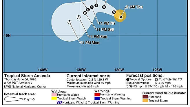 Where is Tropical Storm Amanda? See path tracker, spaghetti models