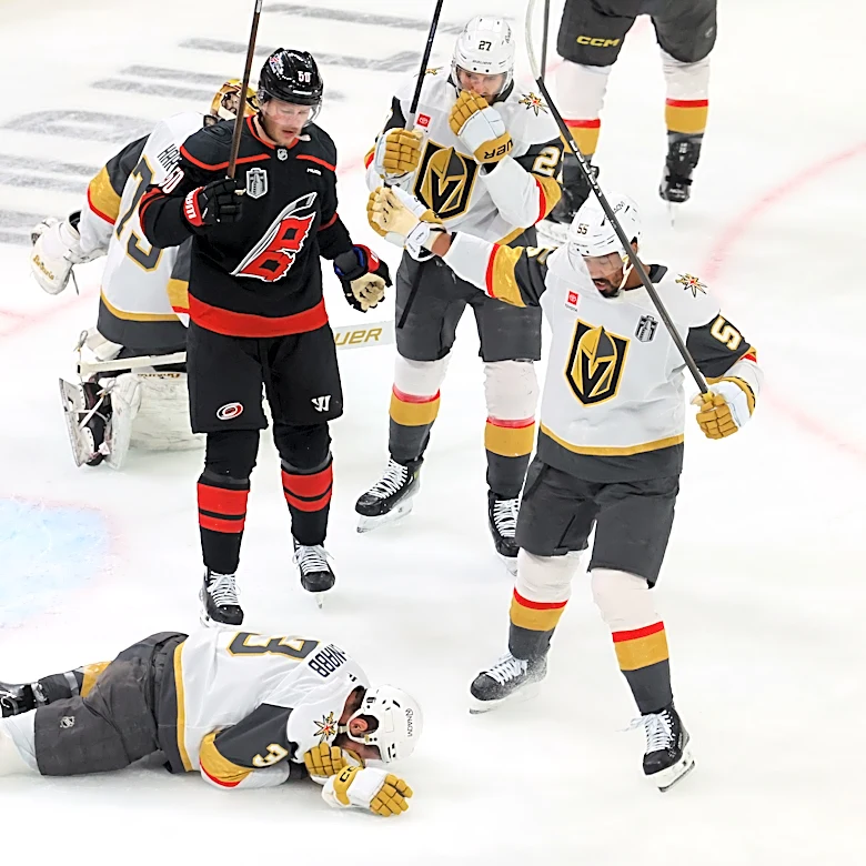 Brayden McNabb injury update: Golden Knights defenseman takes puck up high