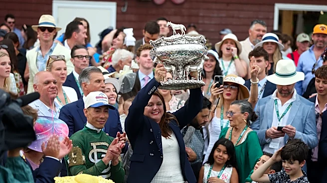 Watch Cherie DeVaux's incredible reaction as Golden Tempo wins Belmont Stakes