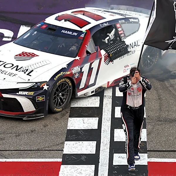 Denny Hamlin explains his Kyle Busch tribute after winning at Michigan