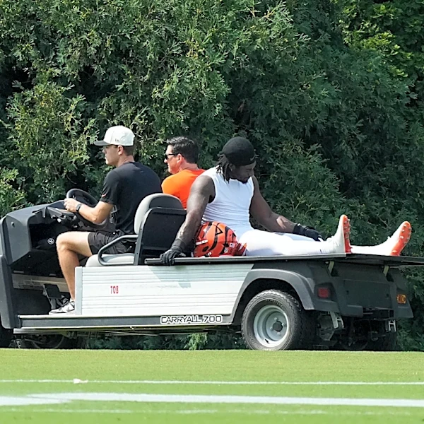 Bengals' first-round D-lineman carted off with injury at training camp