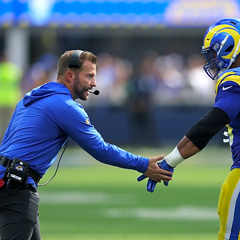 Aaron Donald works out with Rams' Braden Fiske