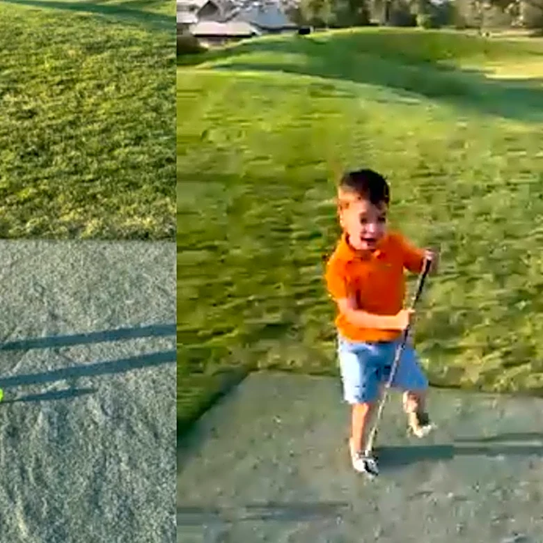 Boy's first golf course visit with dad leads to a shot nobody expected