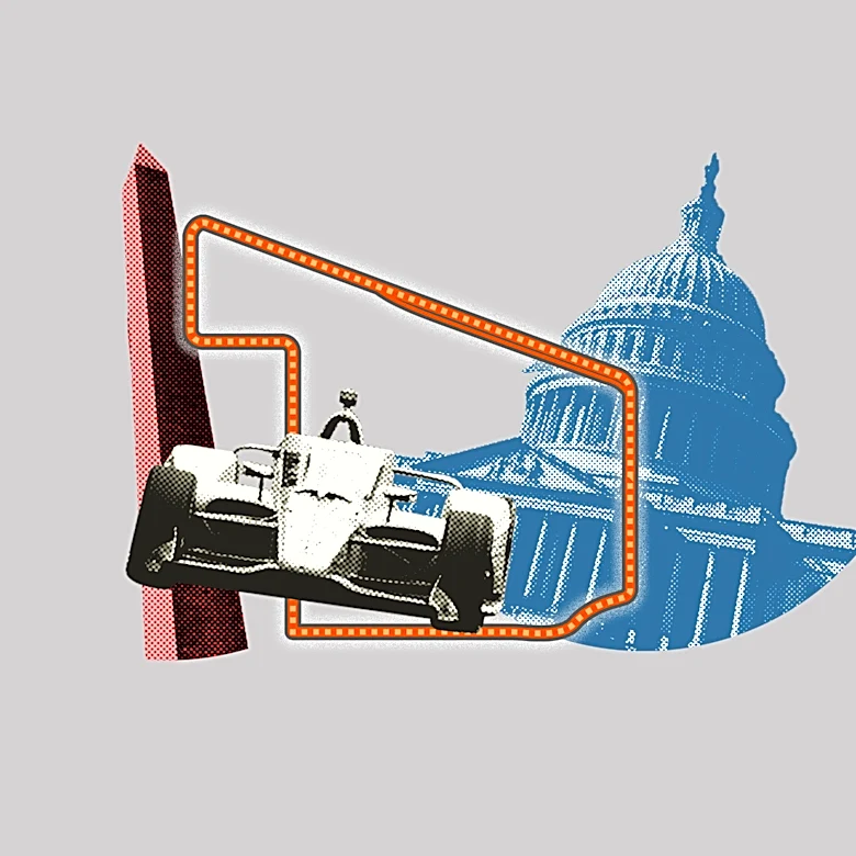 Map shows the Washington, DC, grand prix route at the National Mall