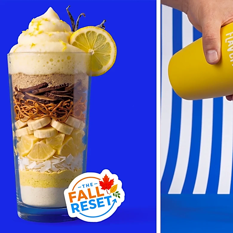 This whipped lemonade smoothie with 25g of protein mixes in 20 seconds