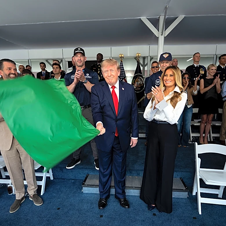 Natalie Harp spotted in the Grand Prix stands with the Trump family