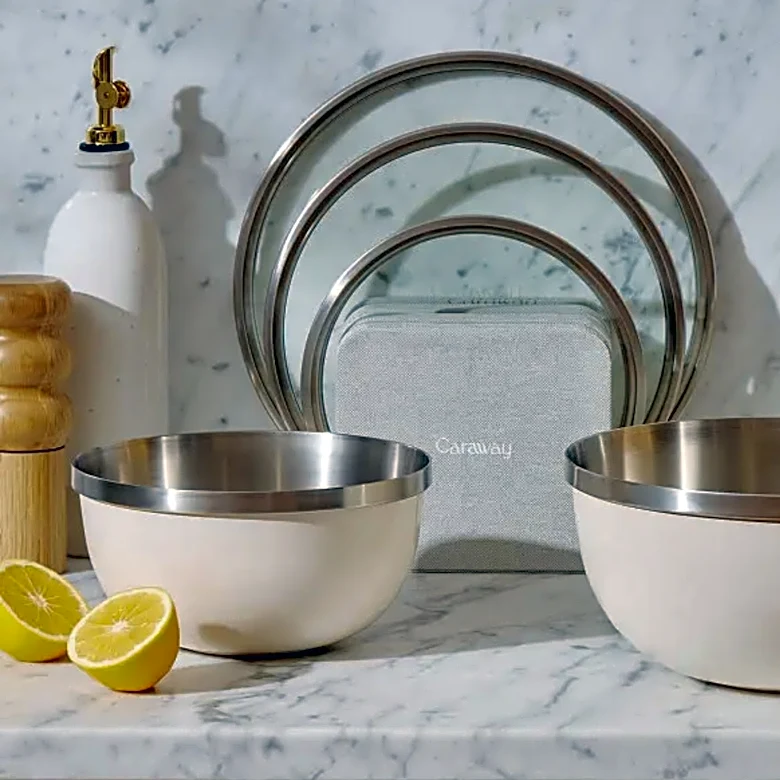 My favorite Caraway mixing bowl set is back in stock for game day