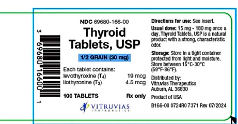 Thyroid medicine recalled. See affected product