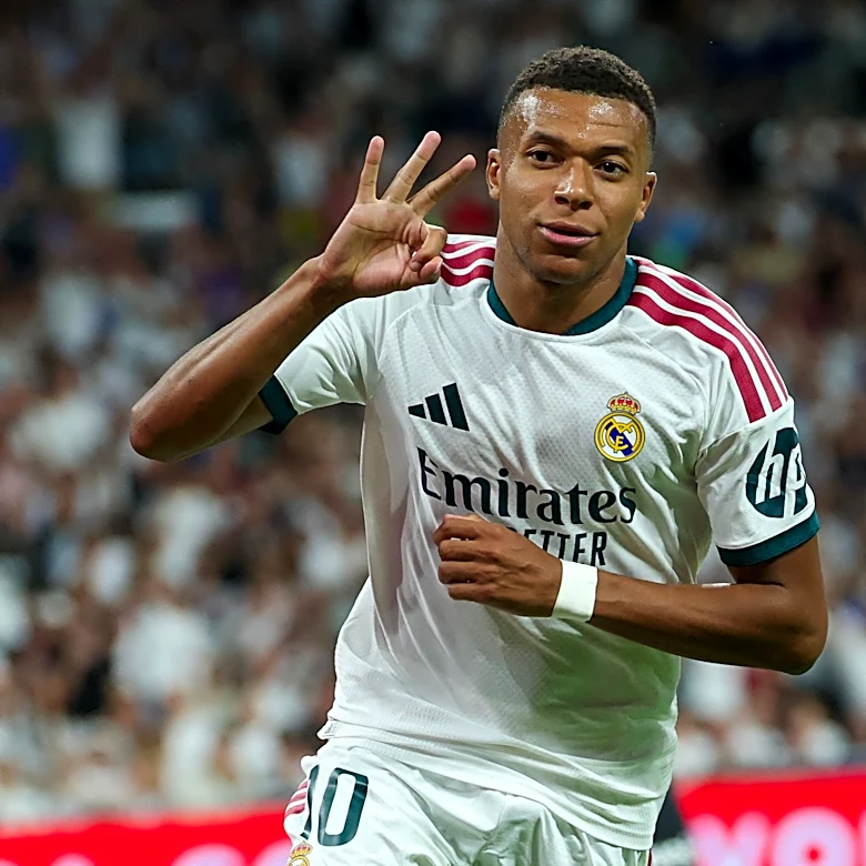 Kylian Mbappe scores symmetrical hat trick for first Real Madrid goals since World Cup