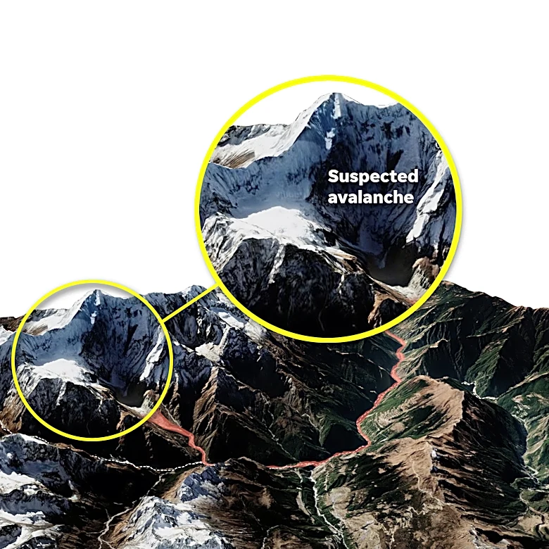 See how a glacier may have caused a deadly flood in Nepal and Tibet