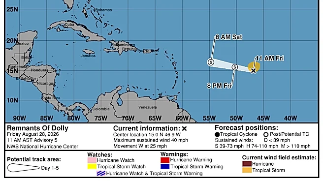Tropical Storm Dolly downgraded; remnants head for Caribbean