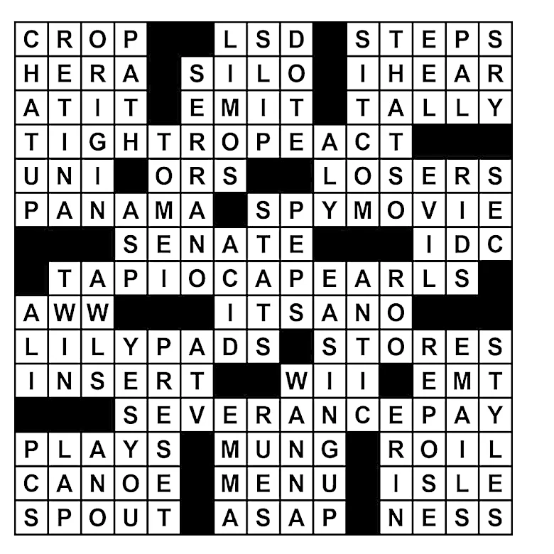 Puzzle solutions for Sunday, Aug. 30, 2026