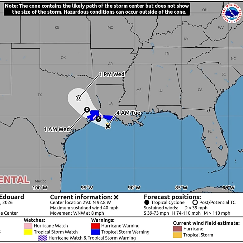 Tropical Storm Edouard path tracker: See where the storm is headed