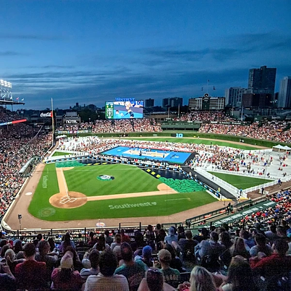 Nebraska volleyball match at Wrigley Field delayed because of slick court