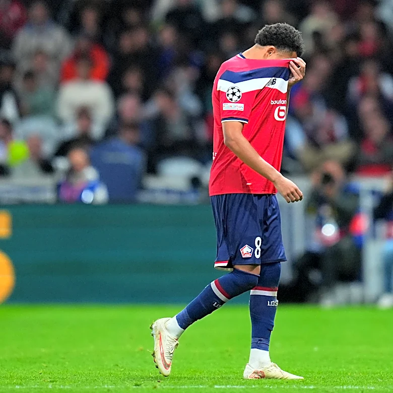 Watch: Lille midfielder Ethan Mbappe shown red card for ugly elbow