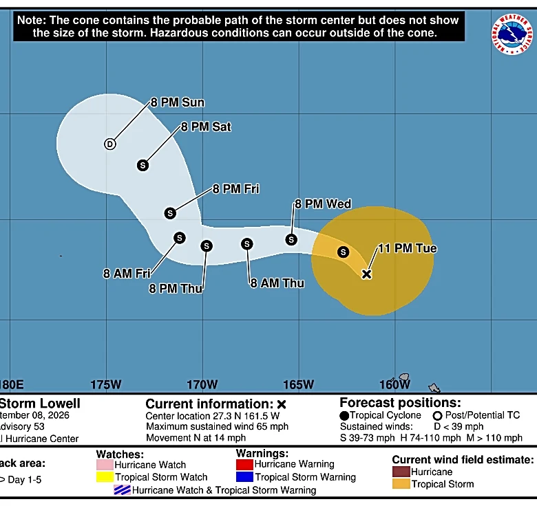Where is Tropical Storm Lowell headed? See latest path tracker