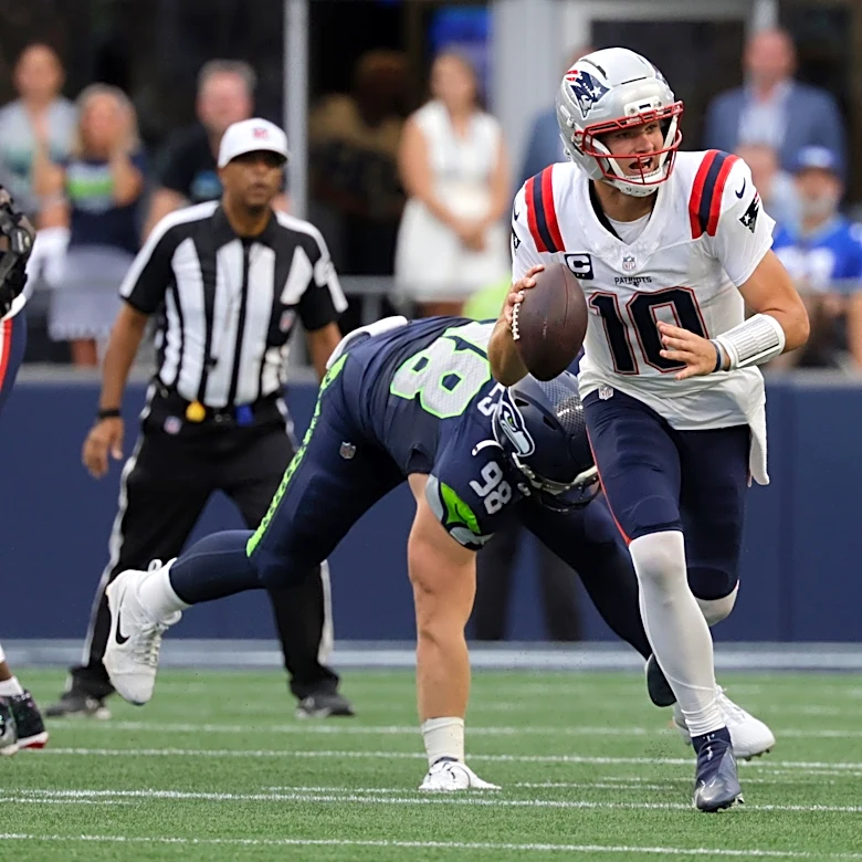 Drake Maye struggles in Super Bowl rematch