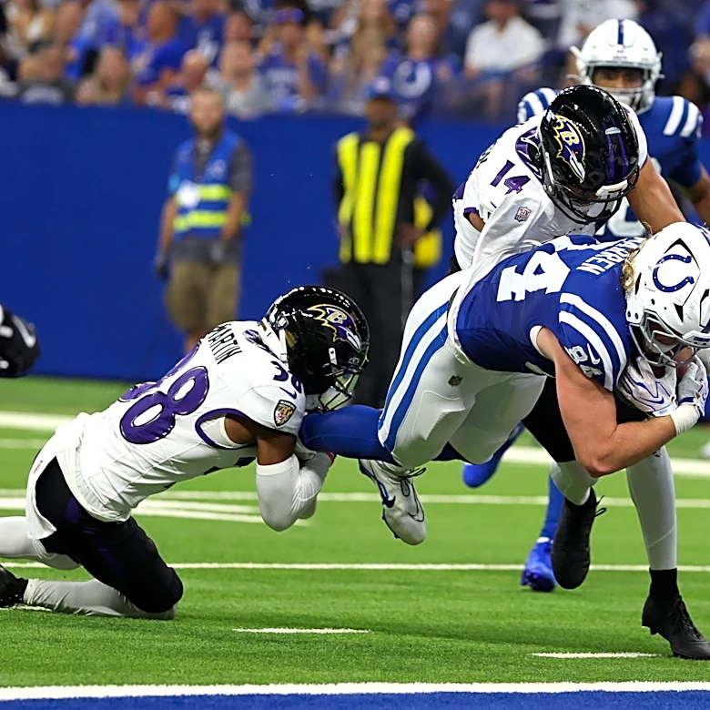 Tyler Warren scores late touchdown in Week 1 loss to Ravens