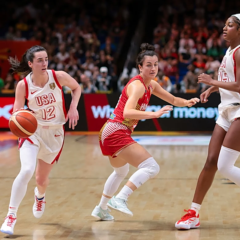 Caitlin Clark swats away Angel Reese question after FIBA gold medal win
