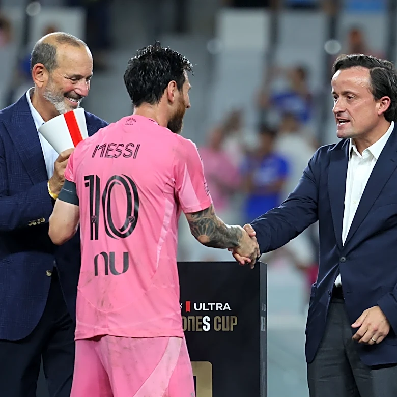 Watch Lionel Messi appear to have heated moment with MLS commissioner