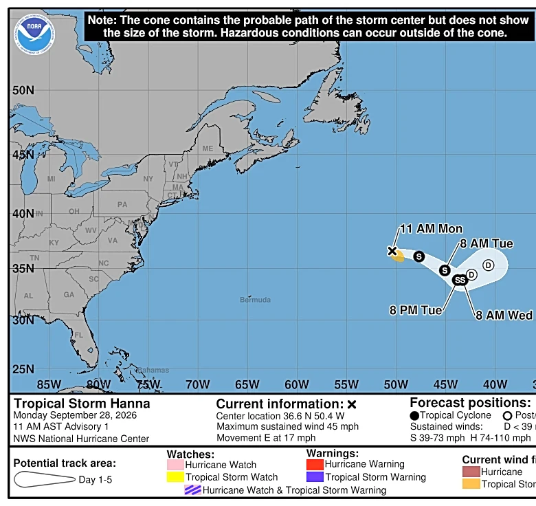 The Atlantic finally has a new tropical storm. Track Hanna