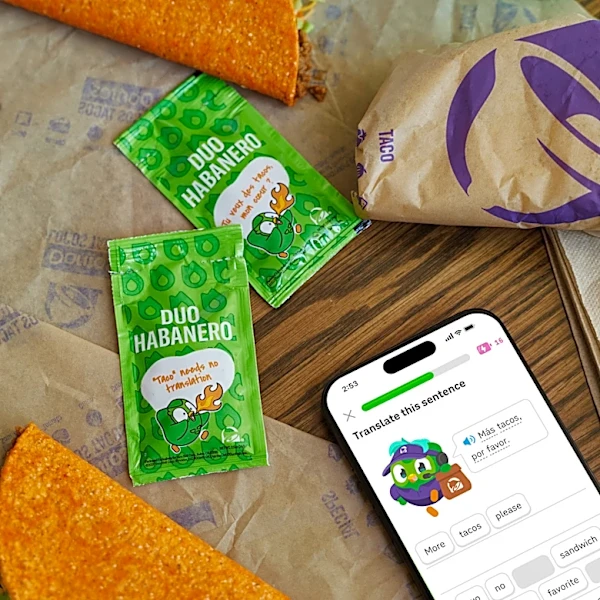 Duolingo's owl spices things up with new Taco Bell collab
