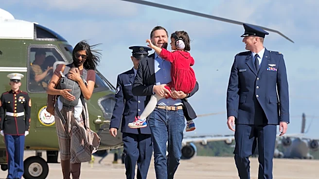 Usha Vance appears to stumble while deboarding helicopter with infant