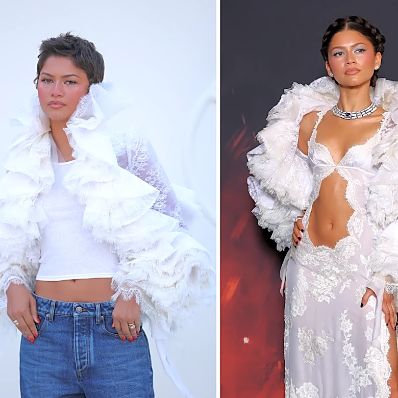 Zendaya rewears 'Odyssey' gown jacket with jeans to Louis Vuitton show