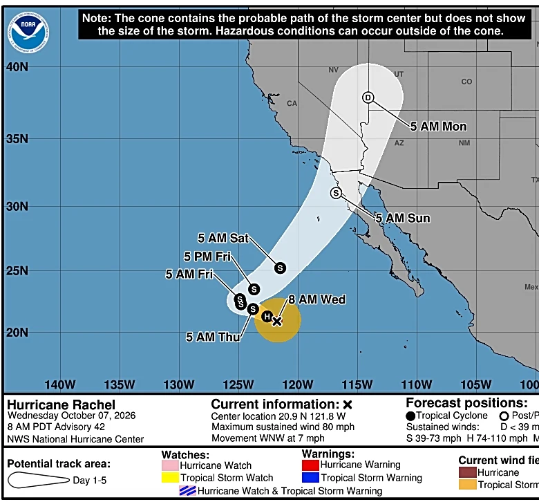 Hurricane Rachel may weaken, but California flooding threats could grow