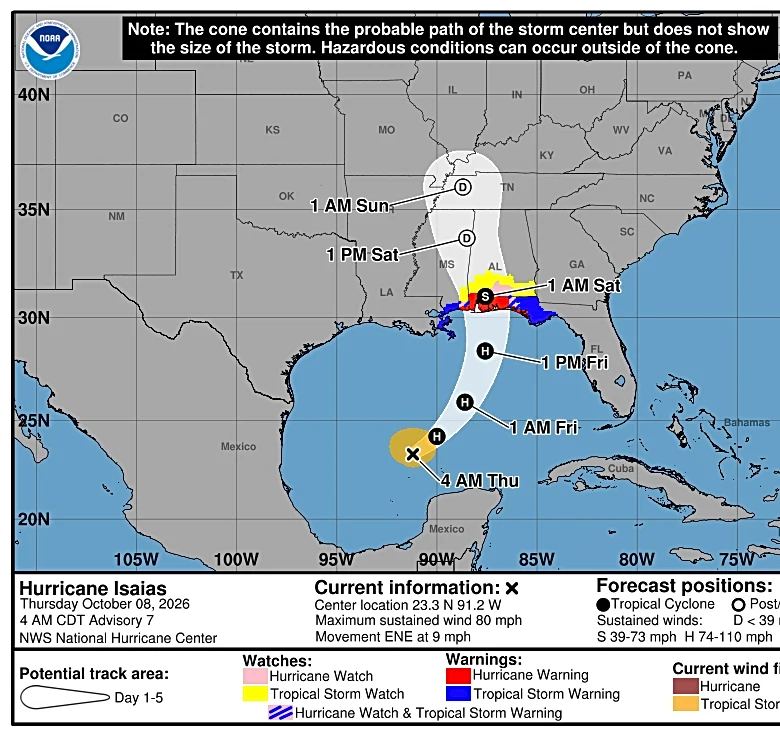 Hurricane Isaias strengthens, takes aim at Gulf Coast states: Live updates