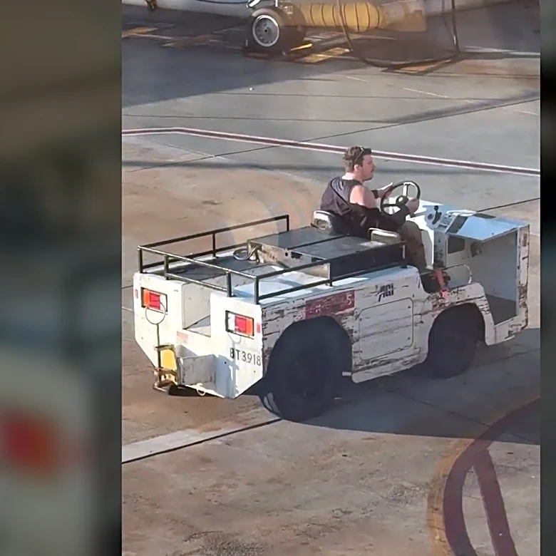 Wild video shows man steal airport vehicle, drive around tarmac