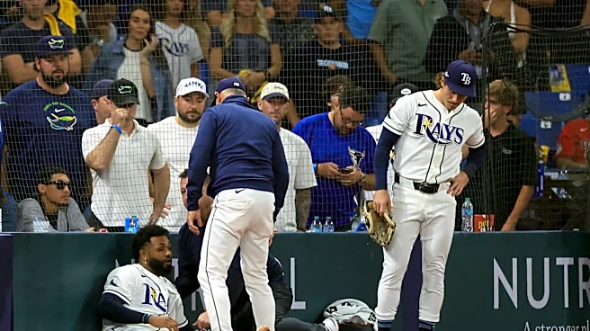 Rays star Junior Caminero goes down hard after collision in MLB playoffs