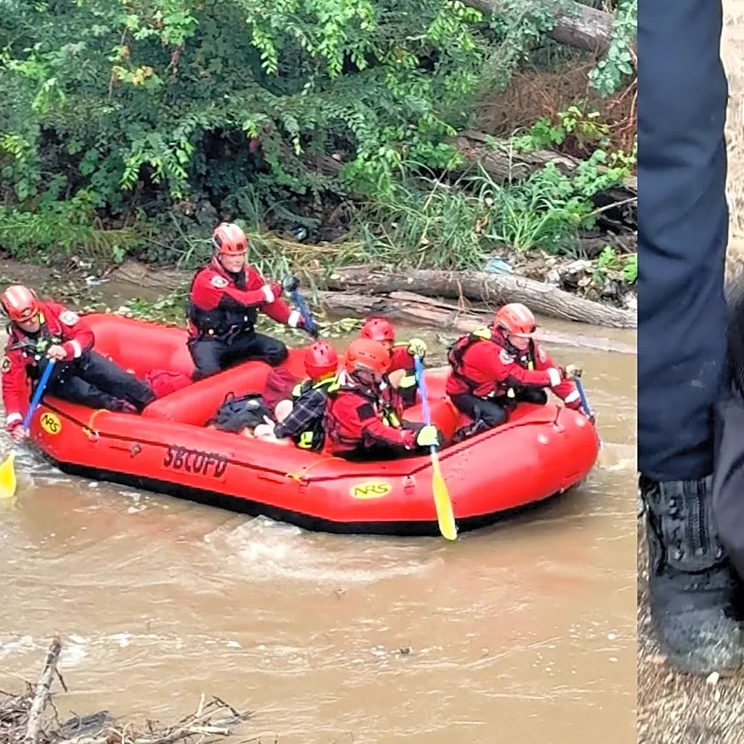 Two women and four dogs rescued from Santa Ana River encampment