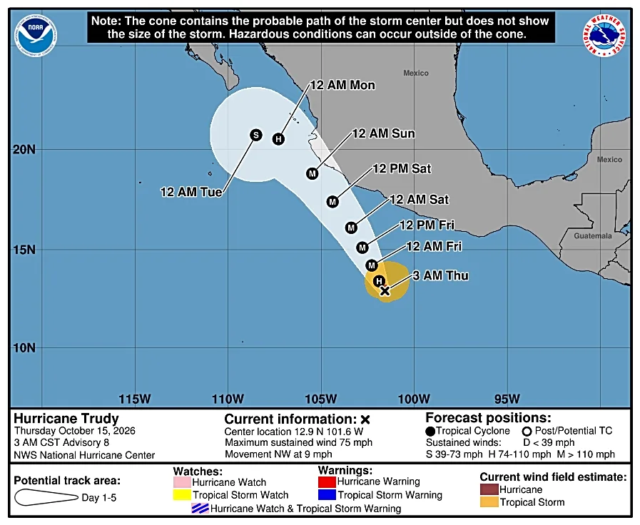 Track Hurricane Trudy as storm could 'rapidly intensify'