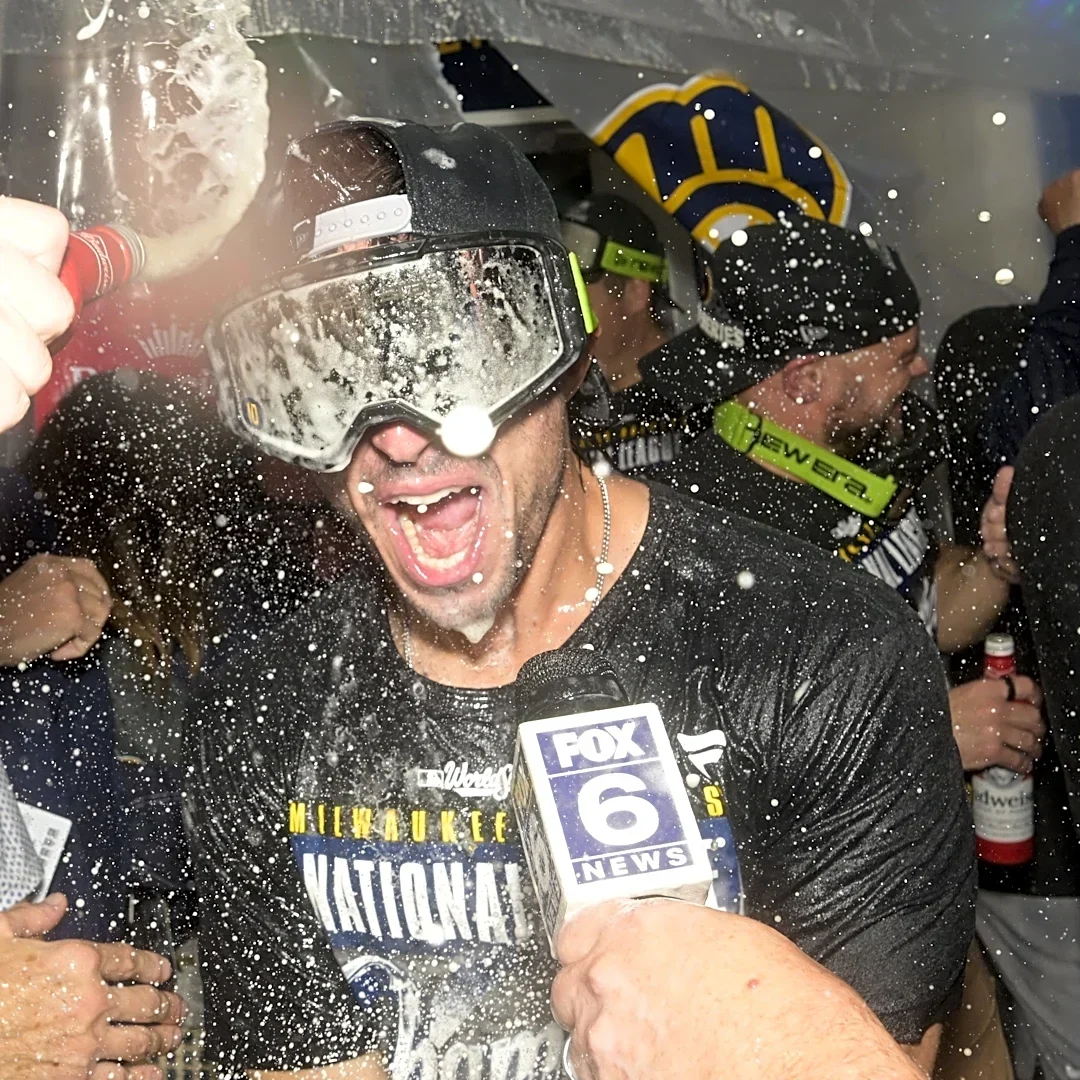 Watch Brewers' wild celebrations for NL pennant after sweeping Dodgers