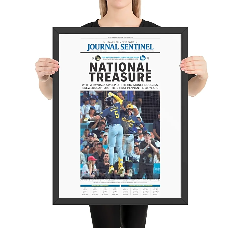 Milwaukee Brewers framed page print celebrates team's first pennant in 44 years