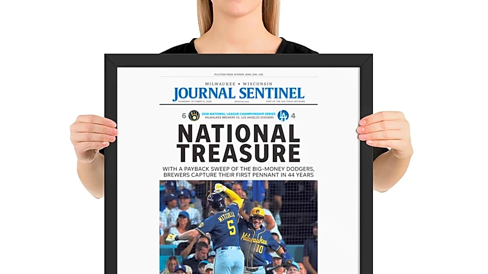 Milwaukee Brewers framed page print celebrates team's first pennant in 44 years